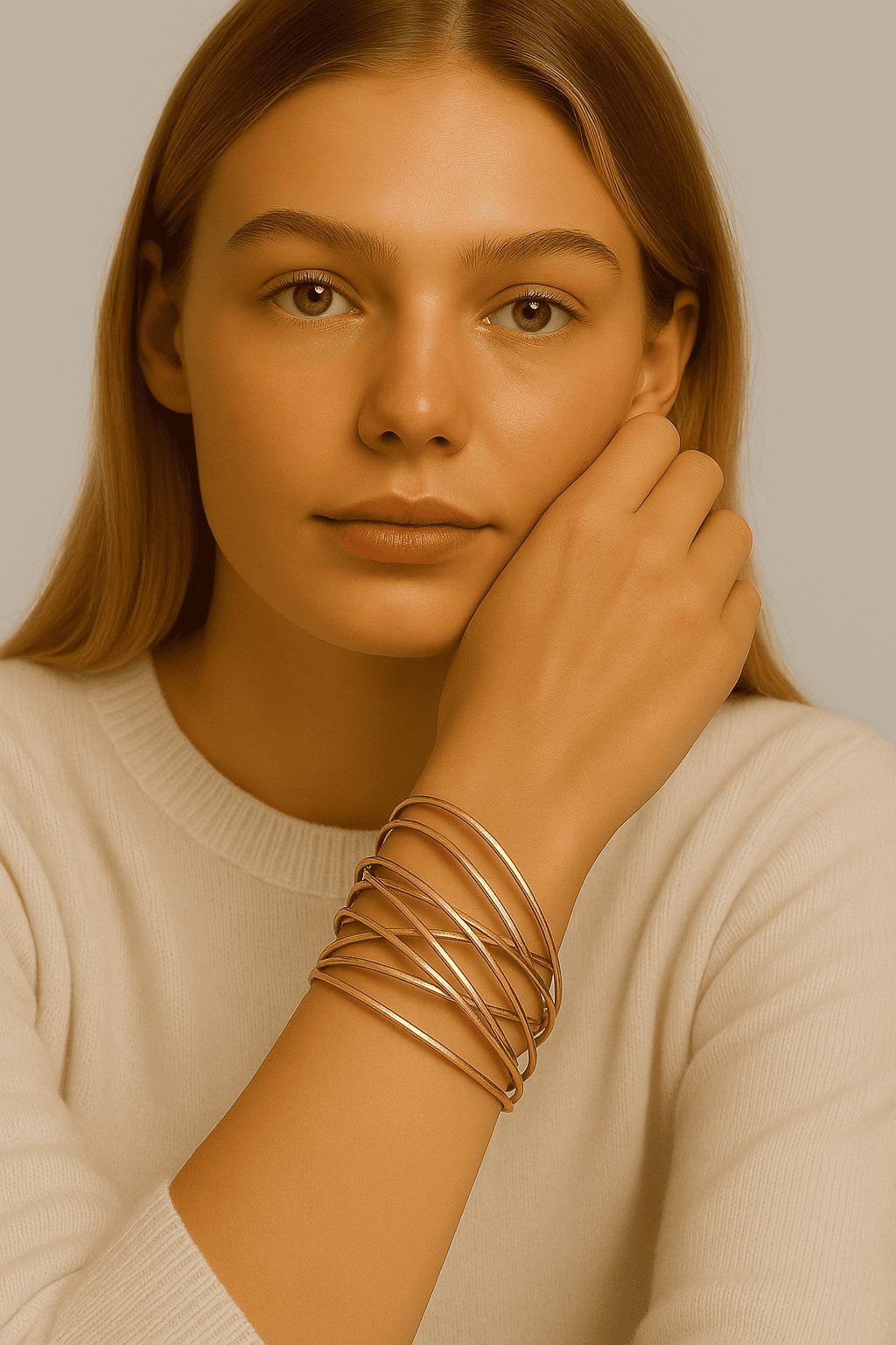 Bracelet jonc doré entrelacé – effet manchette souple et chic