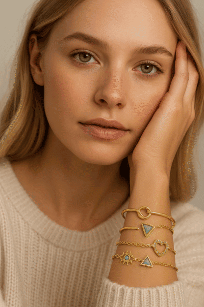 Bracelets dorés empilables pour femme – style raffiné
