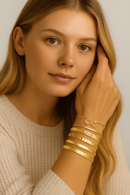 Coffret de bracelets dorés femme – design délicat