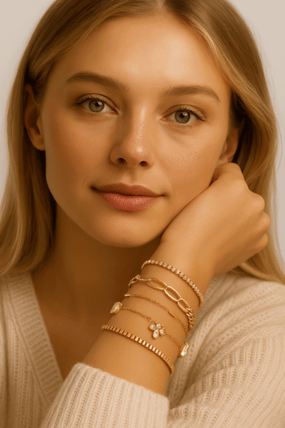 Lot de bracelets dorés minimalistes pour femme