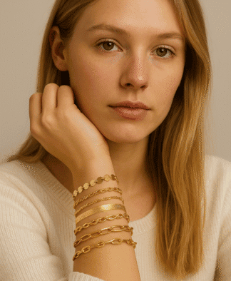 Set de bracelets dorés pour femme – maillons et chaînes élégantes