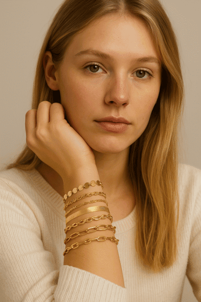 Set de bracelets dorés pour femme – maillons et chaînes élégantes