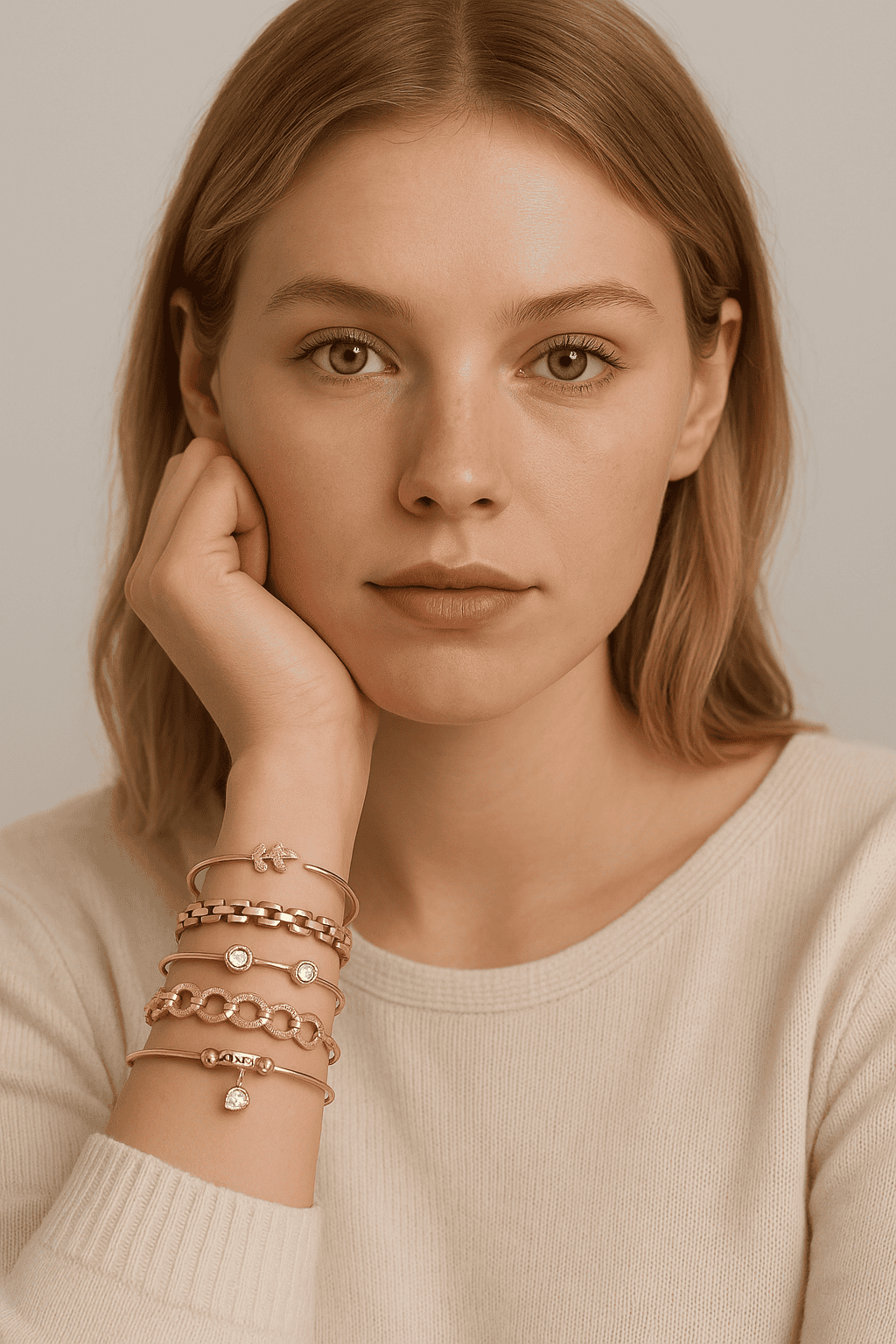 Set de bracelets dorés style luxe pour femme – strass brillants et joncs ouverts élégants