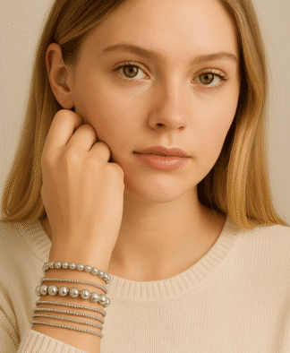 Set de bracelets femme à chaînes plaquées argent – élégance moderne