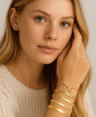 Bracelet doré fin, baguette et chaîne, bijoux tendance pour femme élégante, accessoires mode chic, bijoux féminins, bijouterie fine en or, accessoires de style sophistiqué, bijoux de luxe.