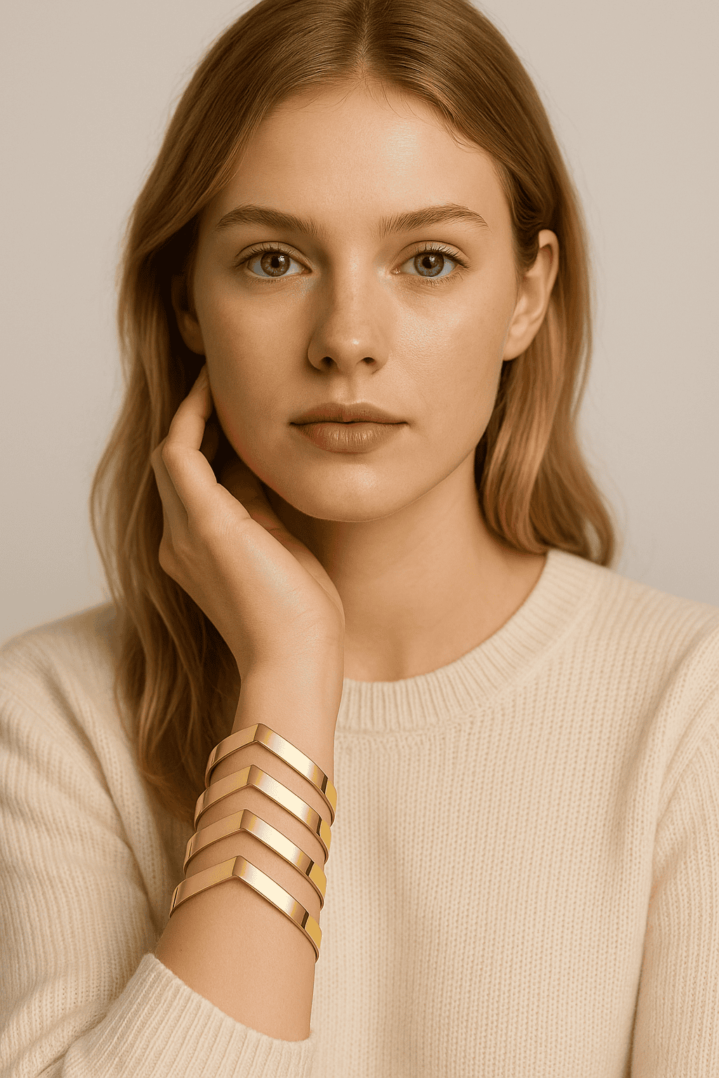 Set de joncs dorés larges style géométrique pour femme